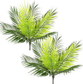 PASYOU Artificial Palm Tree, Plastic Plants Greenery Fake Tropical Shrubs Faux Big Leaves for Home Indoor Outdoor Garden DIY Basket Planter Filler Wedding Party Decoration UV Resistant - 2 Pack