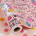 Afucus Reversible Pink Unicorn Wrapping Paper, Flamingo, Rainbow and Polka Dot Themed Gift Wrapping Paper, Cute Mini Rolls for Birthday, Baby Shower, Boys, Girls, Kids, Christmas (17 Inch X 33 Feet)