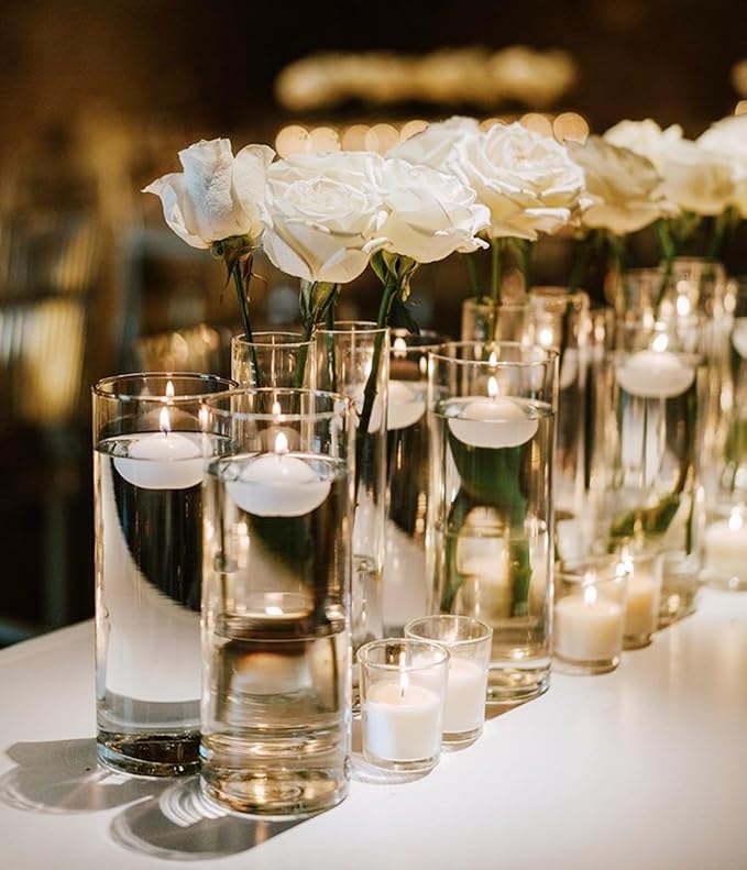 12 Pack Glass Cylinder Vases 10 Inch Tall Clear Flower Vase for Centerpieces, Hurricane Floating Candle Holder Wedding Decorations, Floral Vase Bulk for Table Shelf Party Home Deco (10 x 3.35 Inch)