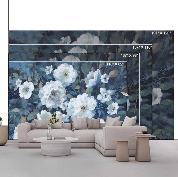 Peel and Stick Wallpaper Floral Forest Mural Flower for Bedroom Large Wall Murals Wall Paintings (Color-7, 157×110 inch)