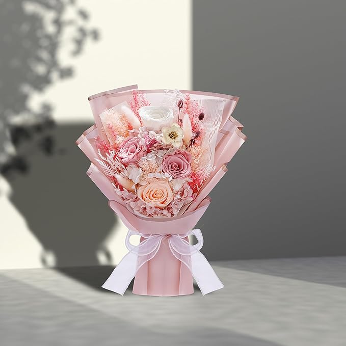 Flowers Gifts for Mom, Flower for Delivery, Preserved Roses Bouquets, Birthday Gifts for Women, Mothers Day Flowers for Wife (Dusty Rose)