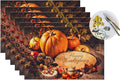 PVC Placemats Set of 6 Wipeable Table Mats Washable Heat Resistant Non Slip Vinyl Dining Table Mat for Kitchen Indoor Outdoor Patio Farmhouse Place Mats Thanksgiving Pumpkin Decorate Decorative