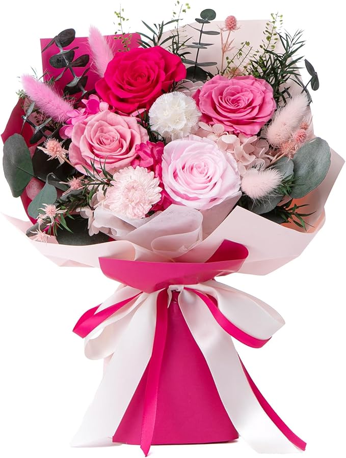 Flowers for Delivery Preserved Flower Fresh Bouquet Forever Flowers Birthday Gifts for Women Mom Anniversary Pink Real Rose Gifts for Grandma Sister Wife Her from Daughter Home Wedding Decor