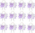 MECCANIXITY 12Pcs Wrist Corsage Artificial Flower Bracelets Rose Wrist Bride Groom Decorative for Wedding Ceremony Prom Party Anniversary Light Purple