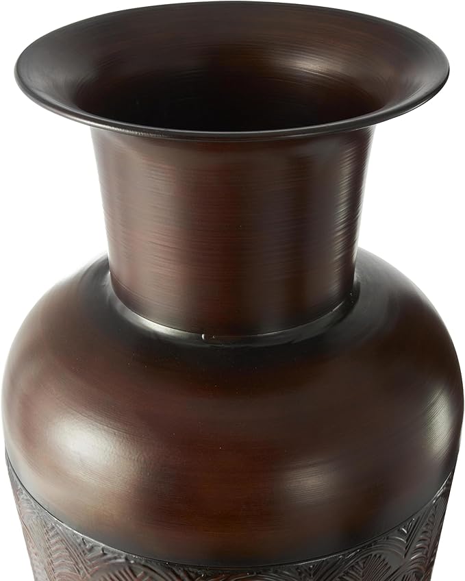 Deco 79 Metal Decorative Vase Tall Centerpiece Vases with Geometric Designs, Set of 3 Vases for Home Decoration 53", 40", 27" H, Dark Brown