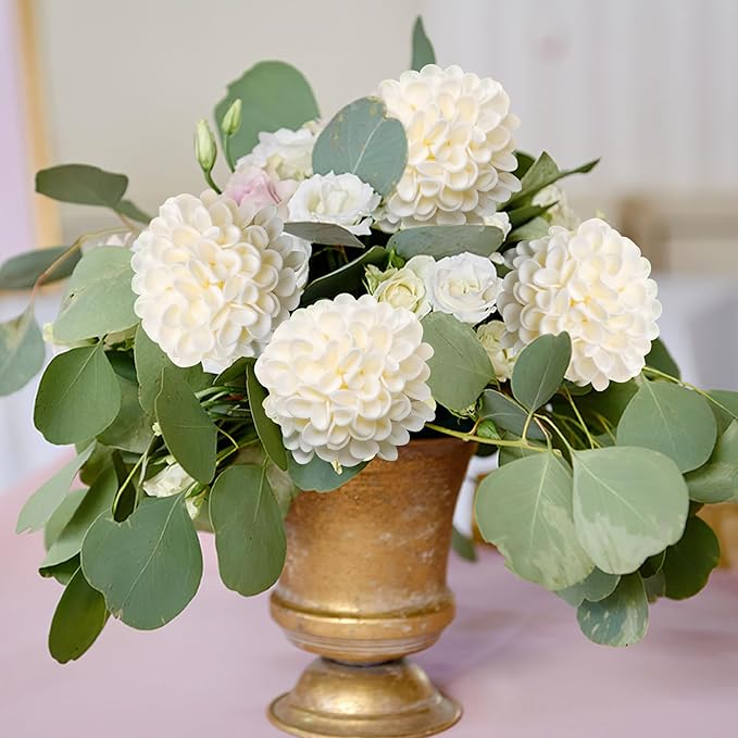 Artificial Flowers, 100pcs Realistic Artificial Rose for DIY Wedding Bouquets Centerpieces Arrangements, Cream Dahlia Flowers with Stem for Bridal Shower Party Home Decorations