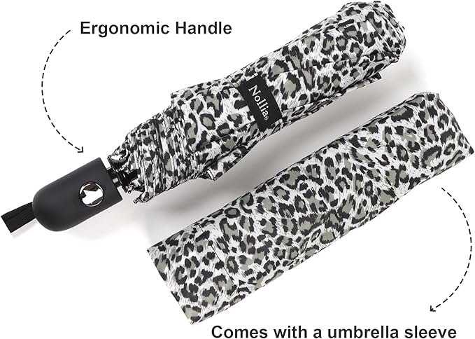 Nollia Windproof Automatic Travel Umbrella, Compact Portable with Reinforced Ribs for Sun & Rain