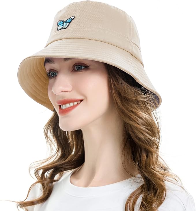 ZLYC Unisex Fashion Embroidered Bucket Hat Summer Fisherman Cap for Men Women