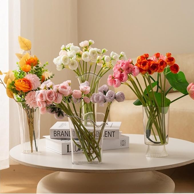 Clear Acrylic Hourglass Vase,Modern Transparent Decorative Centerpiece for Flowers,Non-Breakable Lightweight Plastic Bouquet Vase for Dining Table,Office,Bedroom,and Living Room Home Decor