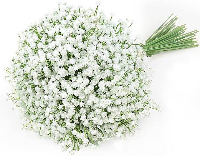 DEEMEI 15 PCS Babys Breath Artificial Flowers Fake Babys Breath Flowers Artificial Bulk White Gypsophila Bouquets Real Touch Faux Flowers for Wedding Floral Arrangement Party Home Decoration