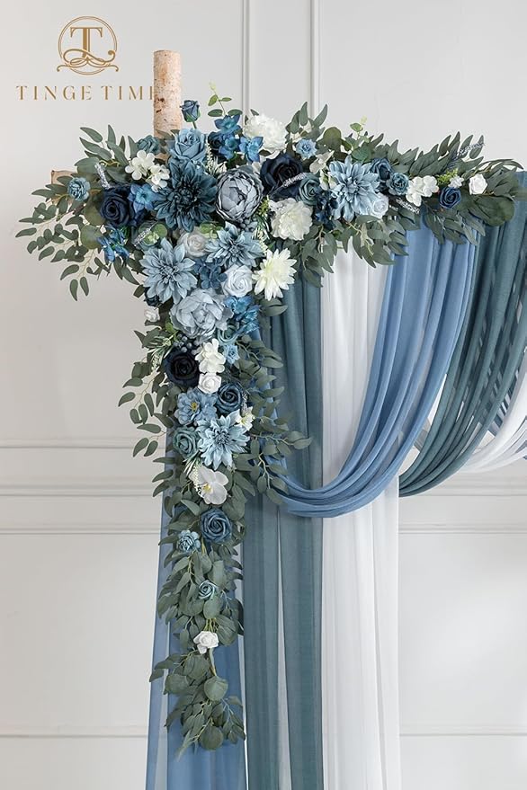 TINGE TIME Artificial Arch Flowers Kit Pack of 5, Wedding Decorations for Reception with Hanging Flowers, Wedding Arch Silk Floral Arrangements Ceremony Backdrop Bridal Shower Outdoor Party Decor