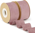 Rose Gold Velvet Ribbon, 1-1/2 inch Wide Handmade Fabric Ribbons for Christmas Decor, Flower Bouquet, Wedding Decoration, Baby Shower, 2 Rolls