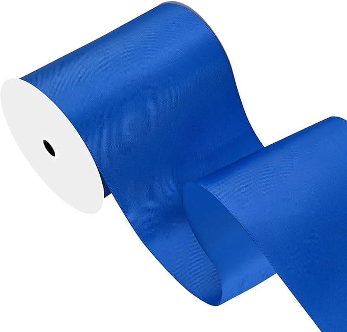 Royal Blue Satin Ribbon 4 inch X 15 Yards Polyester Ribbon for Gift Wrapping Very Suitable for Weddings Party Hair Bow Invitation Decorations and More