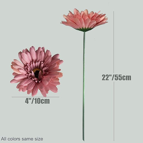 12pcs Artificial Gerbera Daisies,22 Inch Long Stem Silk Daisy Flowers,Realistic Artificial Flower Mums for Home Décor Centerpiece Wreath Supplies Wedding Bouquet,Champagne