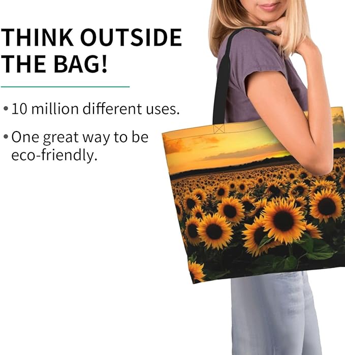 Sunflower Tote Bag For Women, Waterproof Shoulder Bags Big Reusable Grocery Handbag For Shopping Picnic Work Beach