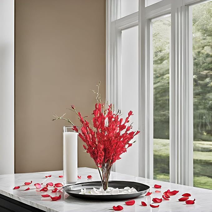UiiziC Artificial Flowers Jasmine 8 PCS 31"/80cm Faux Plants Bulk Fake Flower Bouquet for Vase Fillers WFloral Arrangement Wreath Wedding Party Bouquets Garden Centerpieces Decor (Red)