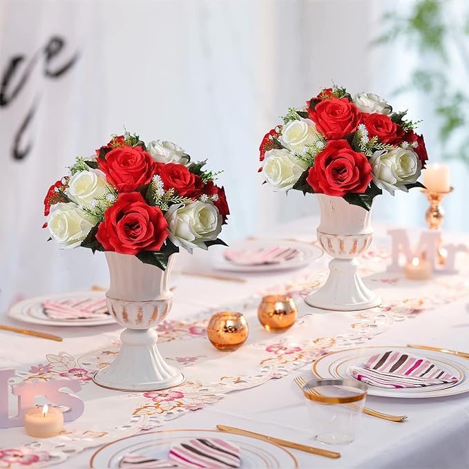 Sziqiqi Artificial Flowers Silk Rose Flowers for Wedding Centerpiece Party Birthday Anniversary Floral Arrangement Decorations