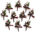Ling's Moment Boutonniere for Men, 10pcs Groomsmen Guest Boutonniere, Artificial Flowers for Wedding Décor/Prom/Homecoming,etc.Black Baccara Burgundy