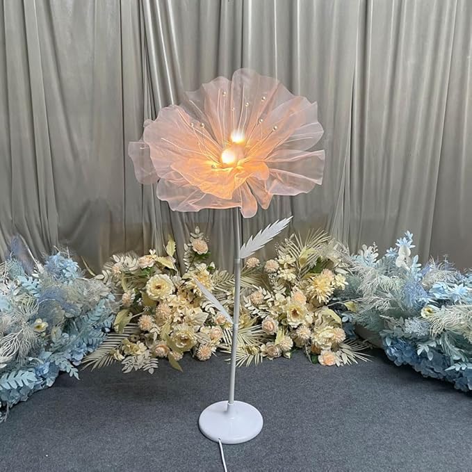 Giant Flowers Decoration, 5.25 ft Large Gauze Floral with LED Lamp, Wedding Decorations for Reception, Birthday Christmas Party Banquet Backdrop Decor, Shop Window Display, Pink