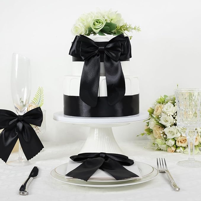 Black Satin Ribbon 2 Inch 60 Yards, Versatile Polyester Fabric Ribbons for Gift Wrapping, Flower Bouquet, Wedding, Crafts, Festival, Halloween and Outdoor Decor