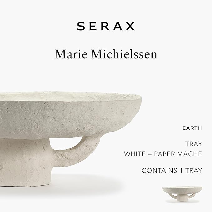 Serax Decorative Tray | Earth interior accessories by Marie Michielssen | Paper Mache Table Decor and Food Display | Round Home and Kitchen Organization | Hosting Essentials | White Trays for eating