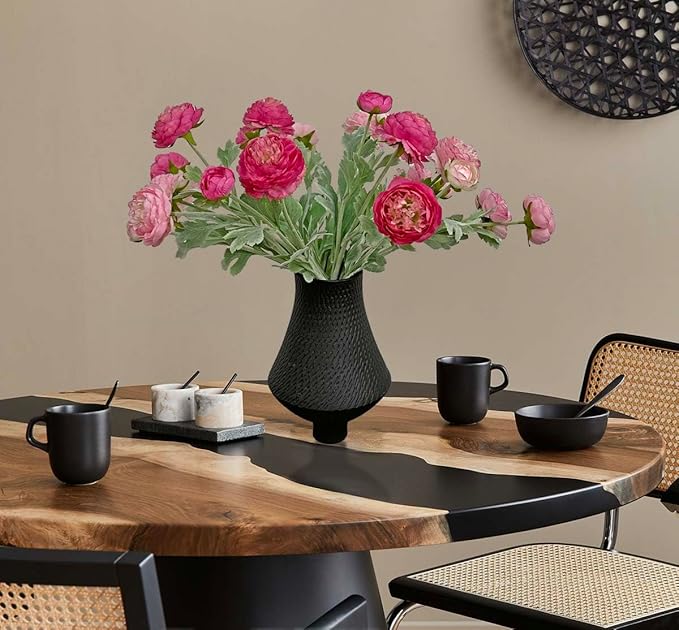 7 pcs Peony Artificial Flowers with Stems, Faux Pink and Hotpink Peonies Stem for Vase, Silk Ranunculus Flowers Arrangement for Home Office Farmhouse Wedding Party Decorations