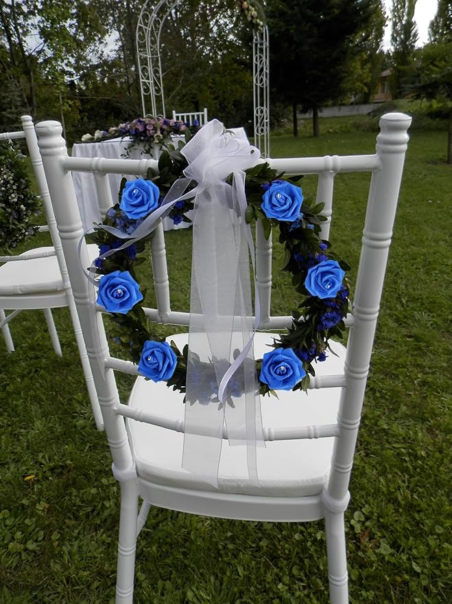 IPOPU 100pcs Royal Blue Artificial Rose Heads with Crystal 3in Real Looking Foam Fake Roses for DIY Craft Wedding Bouquets Wall Decoration Bridal Shower Arrangement Home Decorations(Royal Blue)