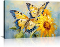 KPLUNDO Butterfly Wall Art Sunflower Picture Abstract Landscape Painting Modern Aesthetics Artwork for Living Room Office Home Wall Decor Stretched and Framed Ready to Hang(Art-5,16.00x24.00 inch)