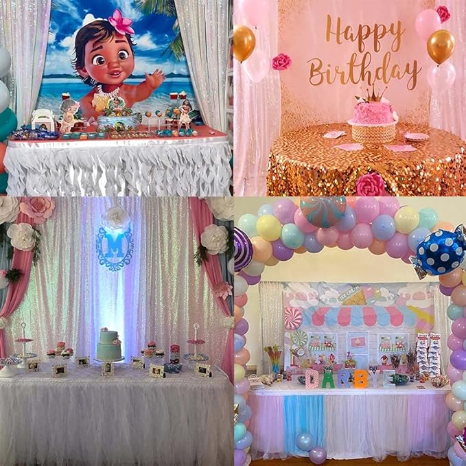 Iridescent Sequin Backdrop Curtains 2FTx8FT 4Panels Sparkly Photography Background Glitter Drapes for Wedding Birthday Party Decorations Bridal Baby Shower