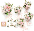 Ling's moment Wedding Artificial Flowers Package, Bridal Bouquet, Bridesmaid Bouquets, Boutonniere for Men, Rose Petals.Blush Pink