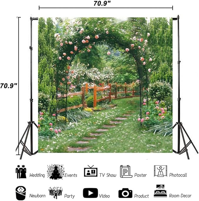 AOFOTO 6x6ft Wedding Backdrops Photography Background Romance Garden Path Beautiful Flowers Pergola Newborn Toddler Baby Child Girl Portrait Scene Photo Shoot Studio Props Video Artistic