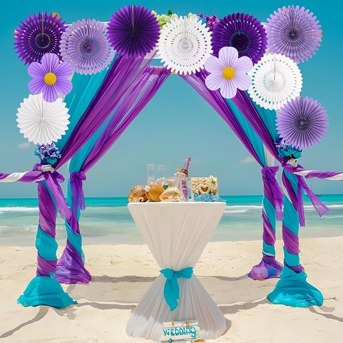 zilue Paper Fans Party Decorations Paper Flowers Decorations for Wall Classroom Floral Backdrop Baby Shower Birthday Party Flower Wall Decor Pack of 11 Purple