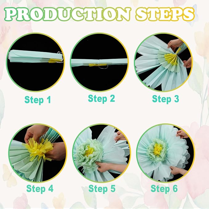 Giegxin 6 Pcs 31.5" 24" Pastel Giant Paper Flowers Extra Large Pink Floral Tissue Paper Flowers Pastel Floral Decoration for Christmas Mexican Fiesta Wall Wedding Bridal Shower Birthday Decor