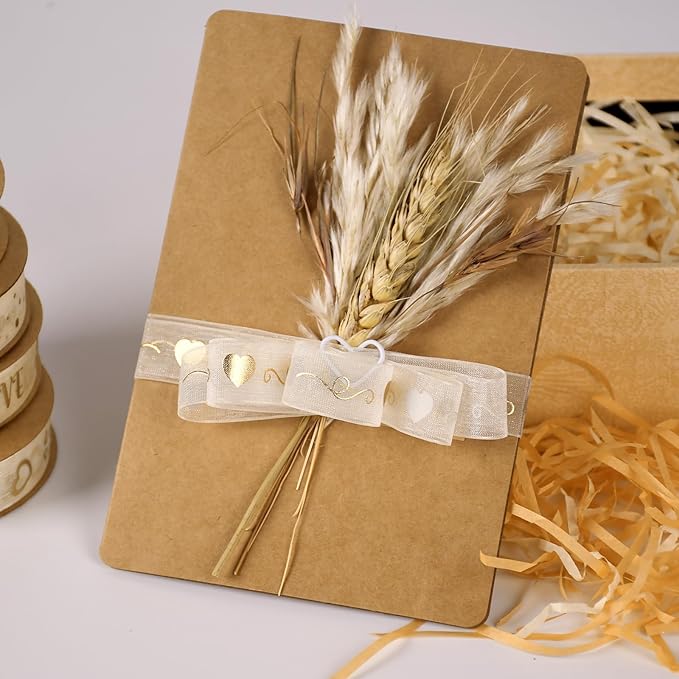 ‌SAYUAN Gold Hearts Ribbon 5/8 Inch x 30 Yards Organza Ribbon with Gold Heart Pattern for Valentine's Day Birthday Christmas Gift Wrapping Handmade Crafts Floral Bouquet Wedding Party Decoration