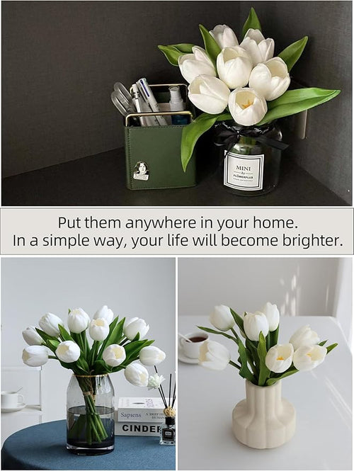 10Pcs Fake Tulips Artificial Flowers Bouquet That Look Real,Tulipanes Artificiales para Decoracion, for Mother's Day Birthday Home Wedding Decor