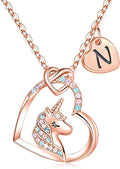 Hidepoo Stocking Stuffers for Teen Girls Kids - Colorful CZ Heart Pendant Initial Unicorn Necklaces for Girl Jewelry Birthday Gift Christmas Gifts for Grandkids Girls Kid