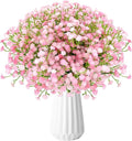 Babys Breath Artificial Flowers, 24Pcs Fake Baby Breath Flowers Artificial Bulk Faux Gypsophila Real Touch Flowers for Wedding DIY Bouquet Arrangement Party Home Garden Decor, Pink