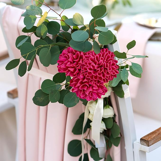 Artificial Flowers, 50pcs Artificial Rose for DIY Wedding Bouquets Centerpieces Arrangements, Hot Pink Dahlia Flowers with Stems for Bridal Shower Party Decoration