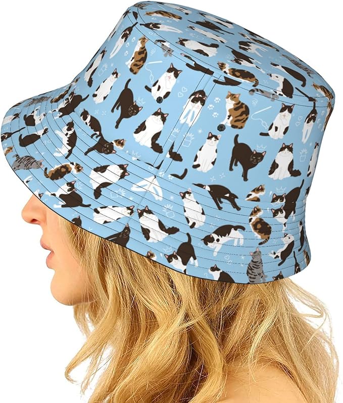 Cartoon Bucket Hat Summer Beach Travel Sun Hat Packable Fisherman Cap for Men Women