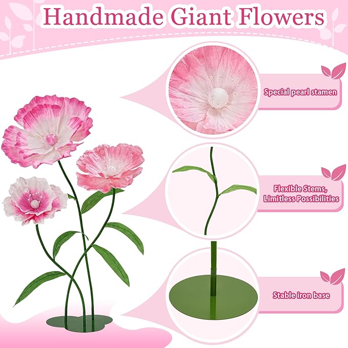 Giant Paper Flowers - Pink Mixed Large Paper Flowers Giant Flowers for Decoration for Birthday Party Outdoor Banquet Event Home