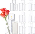 Sawysine 24 Pcs Glass Cylinder Vases 2.5''/2.95''/3.9'' Diameter Clear Flowers Vase Hurricane Floating Candles Holders for Table Centerpieces (3.9 x 8 in,3.9 x 10 in,3.9 x 12 in)