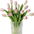 12pcs Pink Artificial Tulips, Real Touch Silk Faux Flowers, 13.8 Inch Stems, for Wedding Home Decor, Mother's Day Easter Gifts, Table Centerpiece Bouquets Arrangements