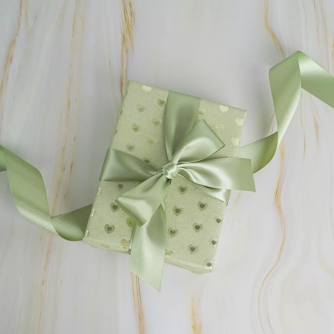 MEEDEE Spring Moss Satin Ribbon 1-1/2 Inch Spring Green Ribbon Lux Double Faced Satin Ribbons by 50 Yards Polyester Satin Ribbons for Crafts, Weddings, Flower Bouquet, Holiday Decorating