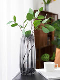 Large Flower Vase,11 inch,GIDARY Thickened Clear Ribbed Glass Vase for Bookshelf,Dinner Table,Indoor Office Desktop,Meeting Room,Home Christmas Day Decoration