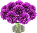 Blooming Paradise10Pcs Artificial Fake Flower Plants Silk Chrysanthemum Ball Hydrangea Arrangements Wedding Bouquets Decor Home Kitchen Garden Party Table Floral Centerpieces DIY (Dark Purple)