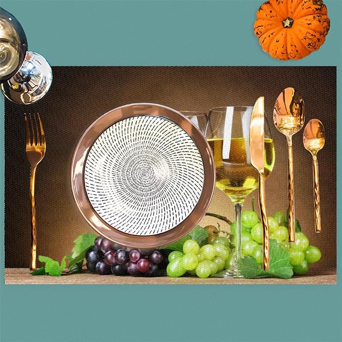 PVC Placemats Set of 6 Grape Red Wine Glass Wipeable Table Mats Washable Heat Resistant Non Slip Vinyl Dining Table Mat for Kithen Indoor Outdoor Patio Farmhouse Place Mats Decorative