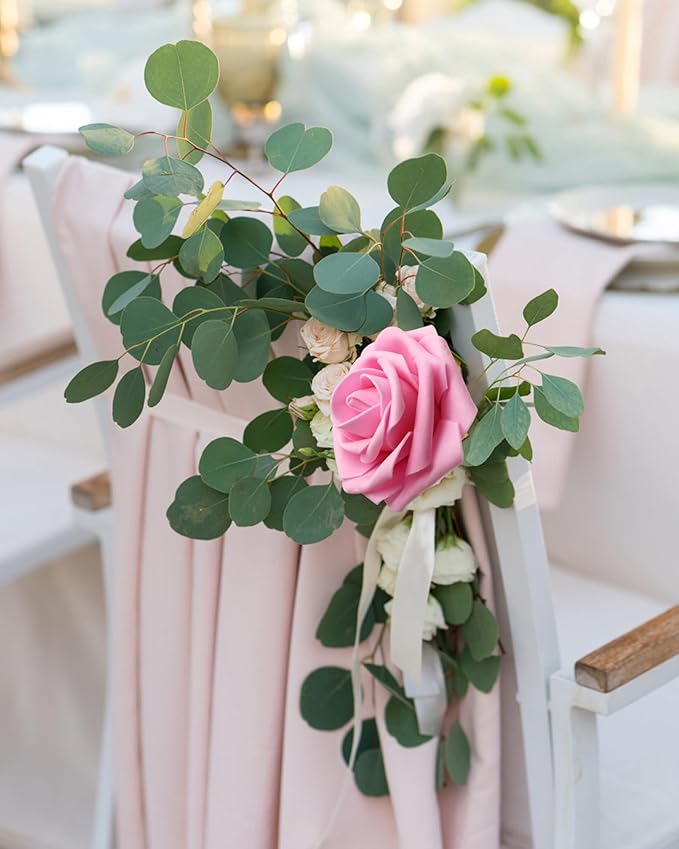 JOYLEX 100PCS Dark Pink Artificial Flowers Realistic Roses, Real Looking Fake Roses with Stem for DIY Wedding Bouquets Centerpieces Bridal Shower Party Home Romantic Decorations (Dark Pink, 100pcs)