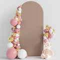 Wokceer 6FT Wedding Arch Cover Spandex Fitted Wedding Arch Stand Covers Round Top Nude Brown Chiara Arch Cover for Birthday Party Ceremony Banquet Decoration