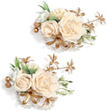 Serwalin 2 Pcs Champagne Wrist Corsage for Wedding, Corsages Wristlet for Bridesmaid Mother Grandmother, Artificial Flowers for Prom Ceremony Anniversary