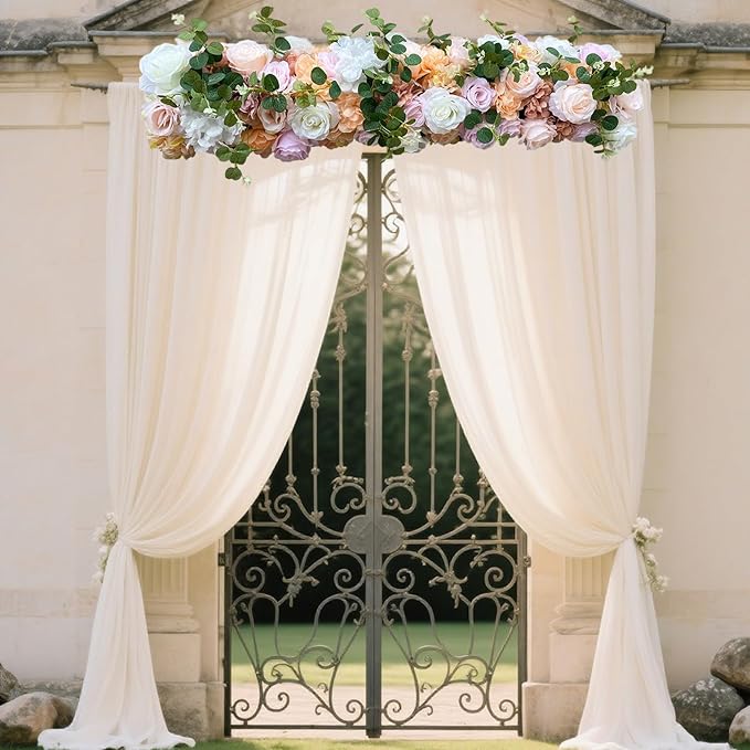 Artificial Silk Wall Flower, Wedding Arch Flower Garland Decorations, Artificial Faked Flowers Row, for Wedding Wall Backdrop Christmas Party Bridal Event Decor (Colorful,39.37 * 11.81 Inch)